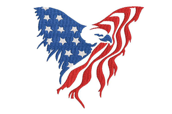 American Eagle Flag Stylized: Bold Embroidery Design