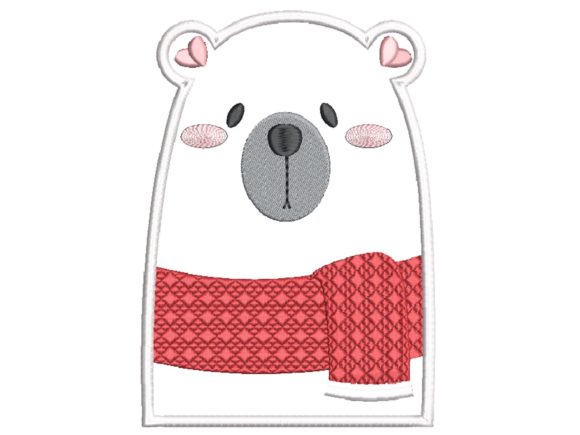 Bear with Scarf Applique: Cozy Charm for Machine Embroidery