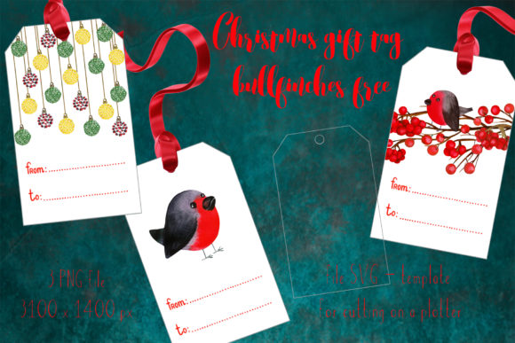 Christmas Gift Tag Bullfinches: A Winter Fairytale for Your Presents