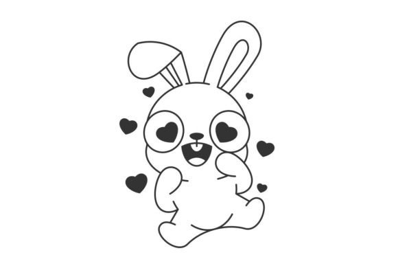Cute Bunny in Love Cartoon Line Style: A Designer's Playful Asset