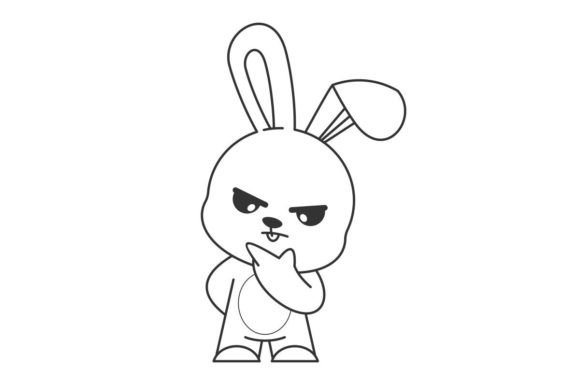 Cute Bunny is Thinking Seriously Line: A Creative Font for Modern Designers