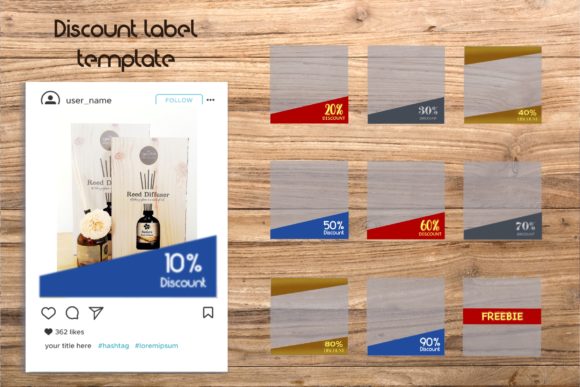 Discount Label Templates: 4 Sets for Social Media Sales