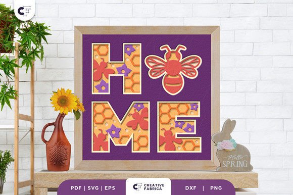 HOME Bee 3D Layered Paper Cut SVG: A Fresh Take on Modern Typography
