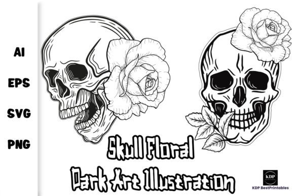 Skull Floral Dark Art Illustration V2: A Designer's Guide