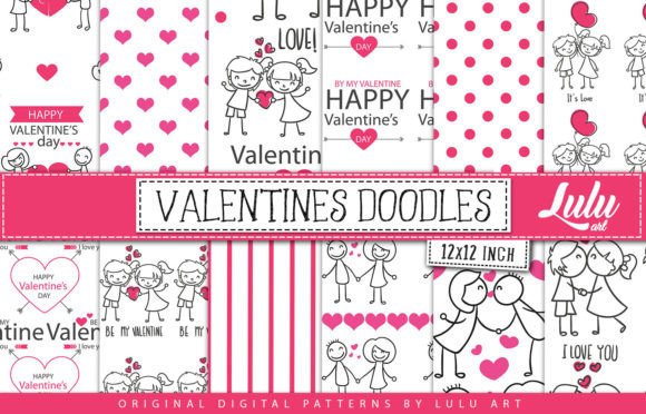 Valentines Doodles Patterns: A Digital Design Asset for Creative Projects